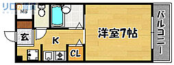 第15東昌ハイツ 1Kの間取図画像