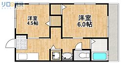 葵ハイツ 2DKの間取図画像