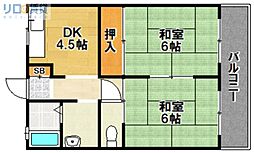 上田マンション 2DKの間取図画像