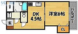 グランビジュー 1DKの間取図画像