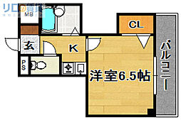 ポニークレスト上新庄 1Kの間取図画像