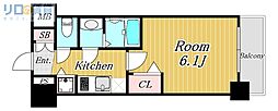 プレサンス新大阪ザ・シティ 1Kの間取図画像