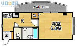 ハイムディローゼ2 1Kの間取図画像