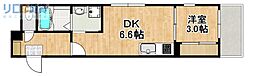 サンメイプル上新庄 1DKの間取図画像