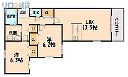 フォーシーズン 2LDKの間取図画像