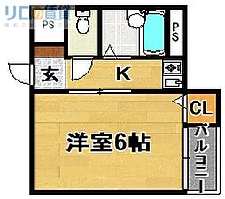グローリーワン 1Kの間取図画像