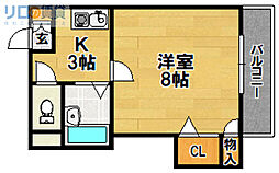 メルヘンハイツ 1Kの間取図画像