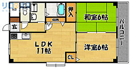 メゾンドゥソレイユ 2LDKの間取図画像