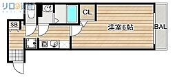 (仮称)REGIA衣摺 B棟 1Kの間取図画像