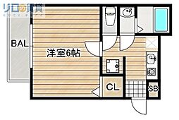 (仮称)REGIA衣摺 B棟 1Kの間取図画像