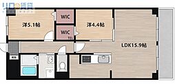 エルヴェ淀川 2LDKの間取図画像