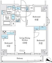 プライムブリス板橋本町 8階3LDKの間取り