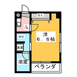 グランブルーアオキ 1階ワンルームの間取り