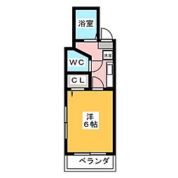 エイブルハウス 4階1Kの間取り