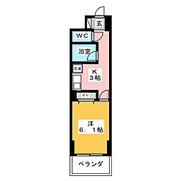 レクセルマンションときわ台 1Kの間取図画像