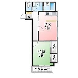 サンハイツ上板ビル 1DKの間取図画像