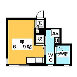 Vertclair ワンルームの間取図画像
