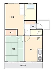 三和コーポ3 2DKの間取り