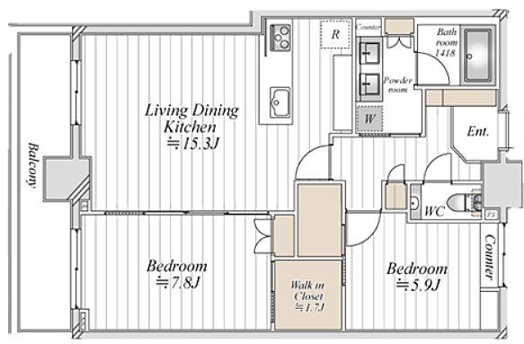 間取り ベイクレストタワー 36階/-