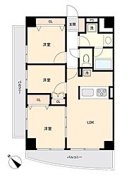 ダイワ相模大野駅前マンション 3LDKの間取図画像