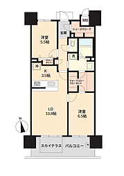 ロイヤルガーデンはりまや町 2LDKの間取図画像