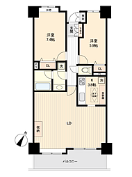 ルビアス野田 2LDKの間取図画像
