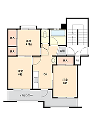 稲毛団地10 3DKの間取図画像