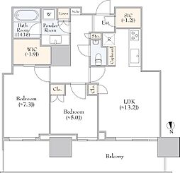 HARUMI FLAG SEA VILLAGEA棟 2LDKの間取図画像