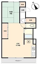 旭コーポラス 1LDKの間取図画像