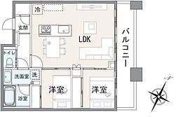 芝浦アイランドグローヴタワー 2LDKの間取図画像