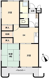 小豆沢ハイツ 3DKの間取図画像