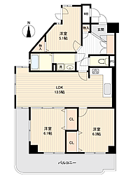 ラ・ファミーユ住吉 3LDKの間取図画像