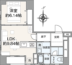 ルナハイツ蒲田 1LDKの間取図画像