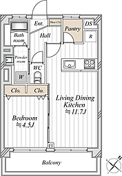 日吉第三コーポB棟 1LDKの間取図画像