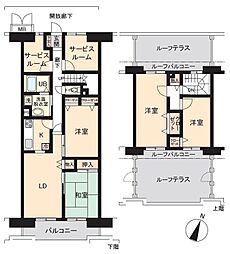 朝日プラザガーデンシティー新越谷 4SLDKの間取図画像