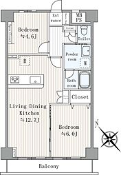 ベルメゾン東戸塚 2LDKの間取図画像