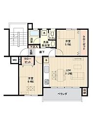 たまプラーザ住宅5-4号棟 3Kの間取図画像