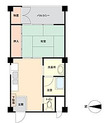 立花台リンデンハイム 1DKの間取図画像