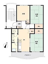 ハイネス入間ガーデニア4号棟 3DKの間取図画像