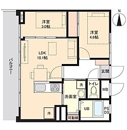 緑が丘マンション 2LDKの間取図画像