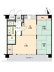 レジデンス前橋 2LDKの間取図画像