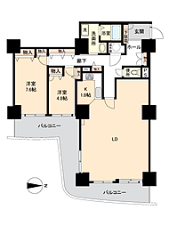 スカイステージ33 2LDKの間取図画像