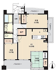 ピースマンション山越 3LDKの間取図画像