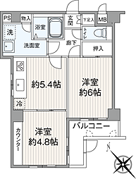 グランドヒルズ鴨居 2Kの間取図画像