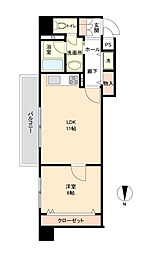 朝日プラザ湯川 1LDKの間取図画像