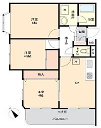 ボーノヴィラ磯子 3DKの間取図画像