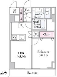朝霞サニーハイツ 1LDKの間取図画像