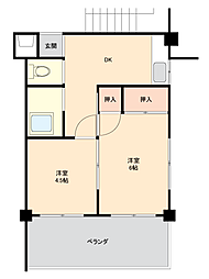 東中野グリーンパーク 2DKの間取図画像