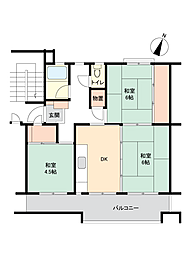 西三田団地4-9号棟 3DKの間取図画像