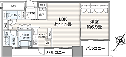 カテリーナ三田タワースイートウエストアーク 1LDKの間取図画像